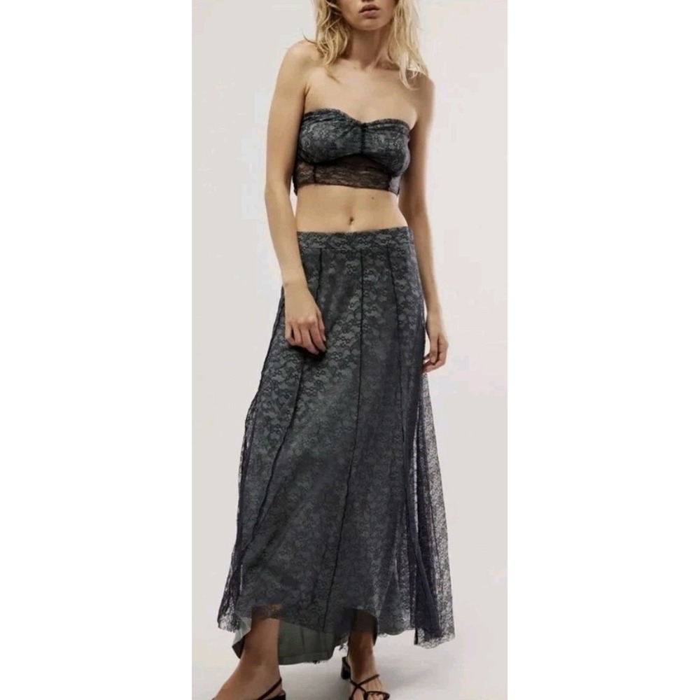 NEW FREE PEOPLE SHAPE OF YOU LACE  SKIRT Woman XS Blue‎ Boho Whimsigoth Fairy